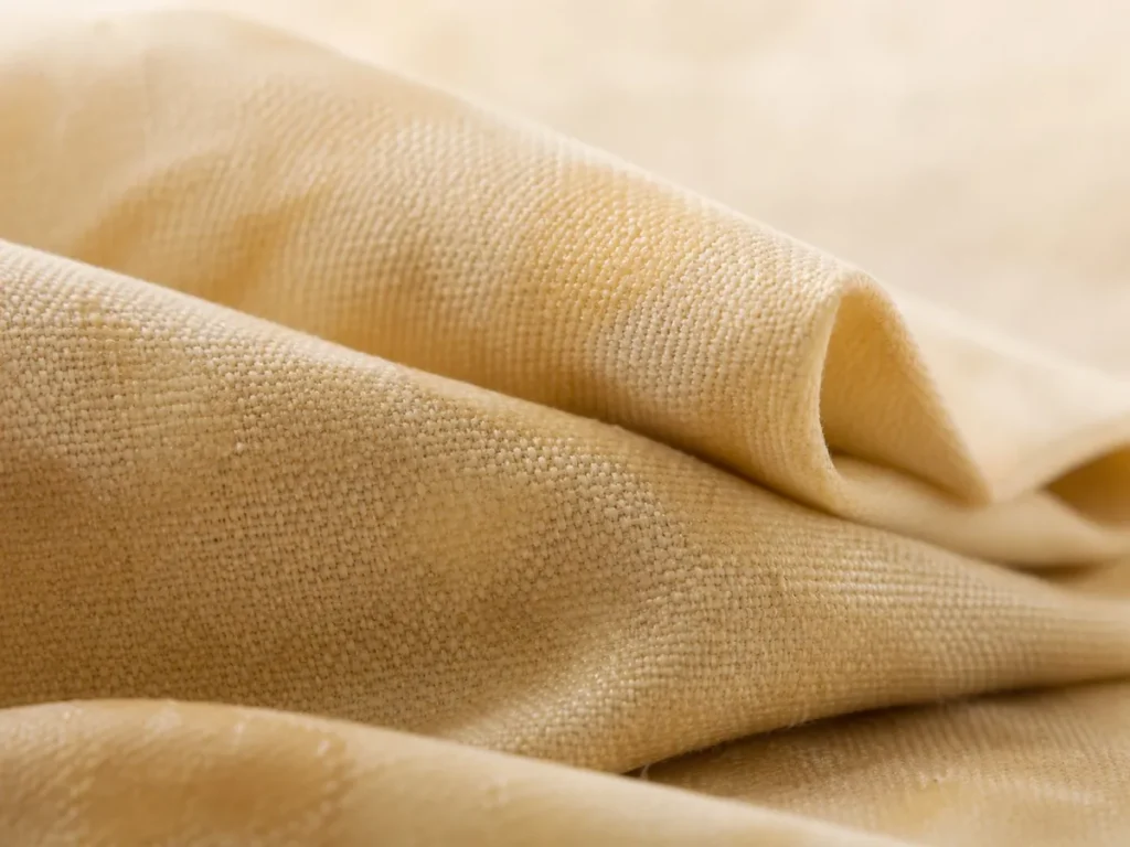 Close-up of beeswax-coated cotton fabric showing the woven texture